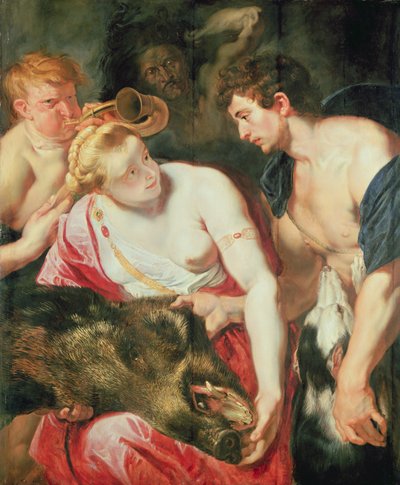 Meleagro e Atalanta (óleo sobre painel de carvalho) de Peter Paul studio of Rubens